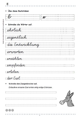 Schreibschrift ben - kostenlose Arbeitsbltter Schreibschrift ben - kostenlose Arbeitsbltter